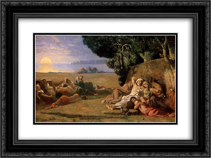 Sleeping 24x18 Black Ornate Wood Framed Art Print Poster with Double Matting by Puvis de Chavannes, Pierre