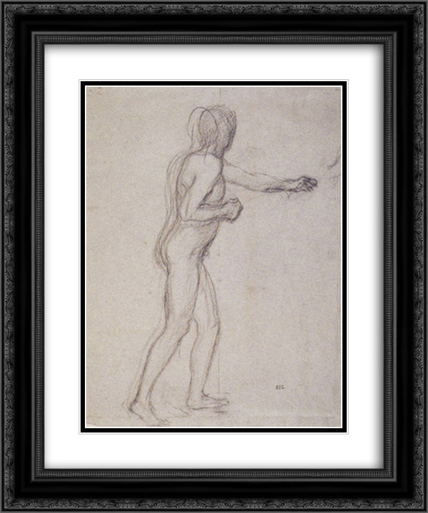 Study of a Standing Male Nude 20x24 Black Ornate Wood Framed Art Print Poster with Double Matting by Puvis de Chavannes, Pierre