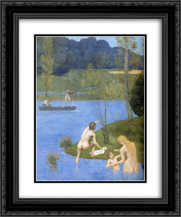 Summer (detail) 20x24 Black Ornate Wood Framed Art Print Poster with Double Matting by Puvis de Chavannes, Pierre