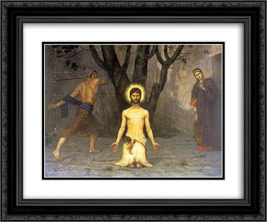 The Beheading of St. John the Baptist 24x20 Black Ornate Wood Framed Art Print Poster with Double Matting by Puvis de Chavannes, Pierre