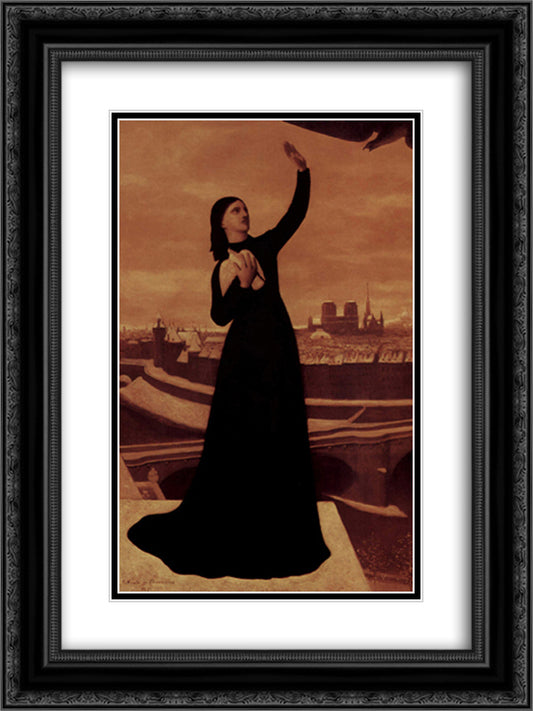 The Birds 18x24 Black Ornate Wood Framed Art Print Poster with Double Matting by Puvis de Chavannes, Pierre