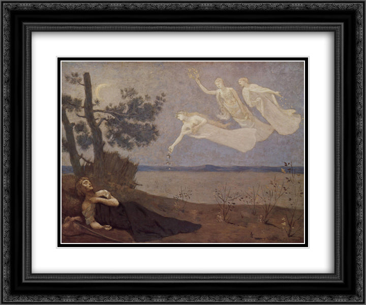 The Dream In his sleep he Saw Love, Glory and Wealth Appear to Him 24x20 Black Ornate Wood Framed Art Print Poster with Double Matting by Puvis de Chavannes, Pierre