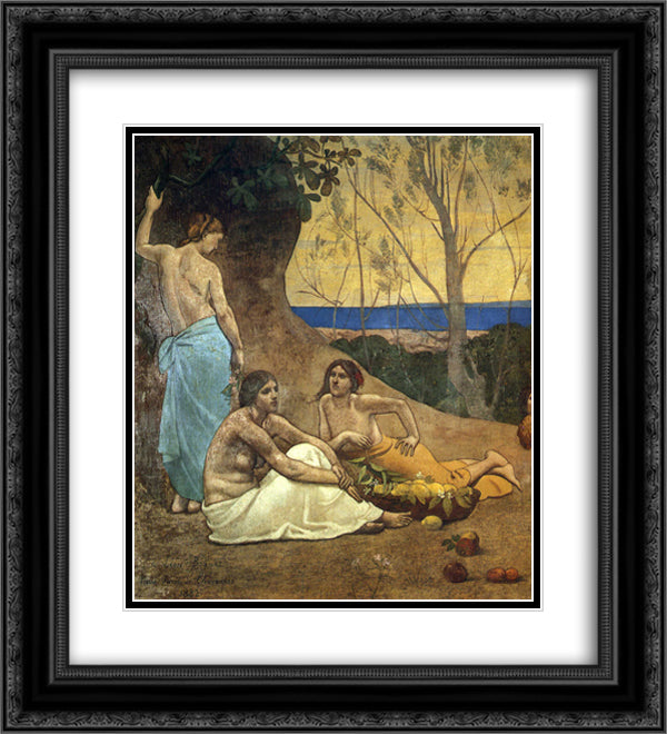 The Happy Land (detail) 20x22 Black Ornate Wood Framed Art Print Poster with Double Matting by Puvis de Chavannes, Pierre