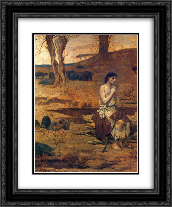 The Prodigal Son 2 20x24 Black Ornate Wood Framed Art Print Poster with Double Matting by Puvis de Chavannes, Pierre