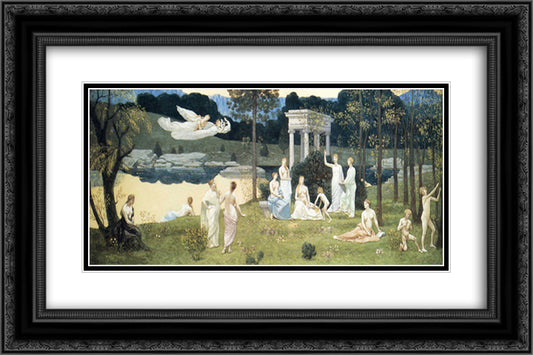 The Sacred Wood Cherished by the Arts and the Muses 24x16 Black Ornate Wood Framed Art Print Poster with Double Matting by Puvis de Chavannes, Pierre