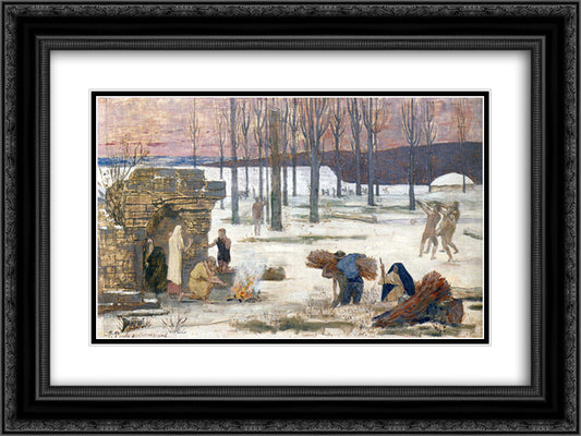 Winter 24x18 Black Ornate Wood Framed Art Print Poster with Double Matting by Puvis de Chavannes, Pierre