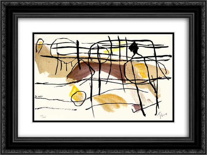 Age de fer II 24x18 Black Ornate Wood Framed Art Print Poster with Double Matting by Tal Coat, Pierre