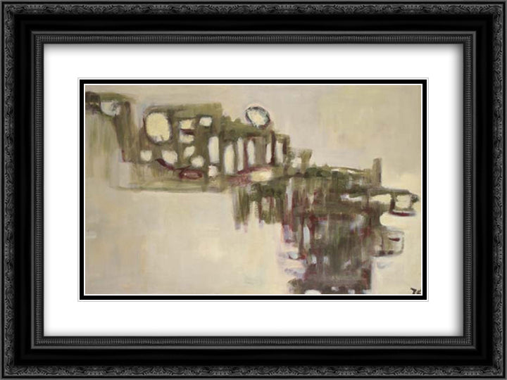 Enseveli I 24x18 Black Ornate Wood Framed Art Print Poster with Double Matting by Tal Coat, Pierre