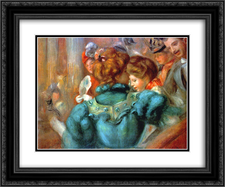 A Box in the Theater des Varietes 24x20 Black Ornate Wood Framed Art Print Poster with Double Matting by Renoir, Pierre Auguste