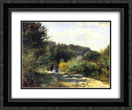 A Road in Louveciennes 24x20 Black Ornate Wood Framed Art Print Poster with Double Matting by Renoir, Pierre Auguste