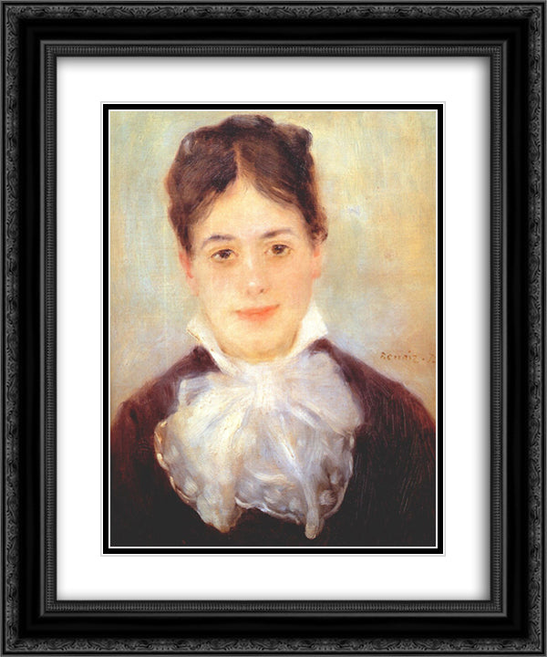 A Young Woman 20x24 Black Ornate Wood Framed Art Print Poster with Double Matting by Renoir, Pierre Auguste