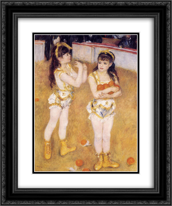 Acrobats at the Cirque Fernando (Francisca and Angelina Wartenberg) 20x24 Black Ornate Wood Framed Art Print Poster with Double Matting by Renoir, Pierre Auguste