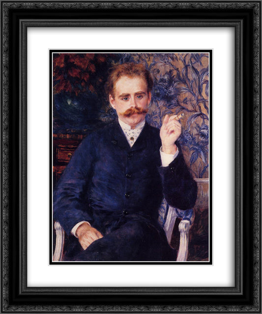 Albert Cahen d`Anvers 20x24 Black Ornate Wood Framed Art Print Poster with Double Matting by Renoir, Pierre Auguste