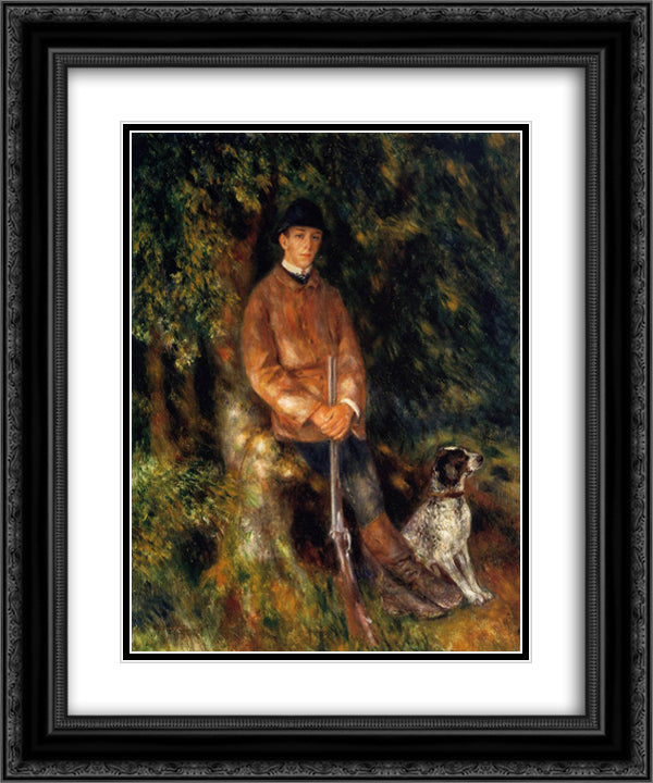 Alfred Berard and His Dog 20x24 Black Ornate Wood Framed Art Print Poster with Double Matting by Renoir, Pierre Auguste