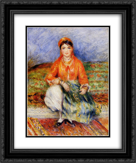 Algerian Girl 20x24 Black Ornate Wood Framed Art Print Poster with Double Matting by Renoir, Pierre Auguste