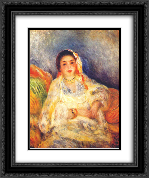 Algerian woman seated 20x24 Black Ornate Wood Framed Art Print Poster with Double Matting by Renoir, Pierre Auguste