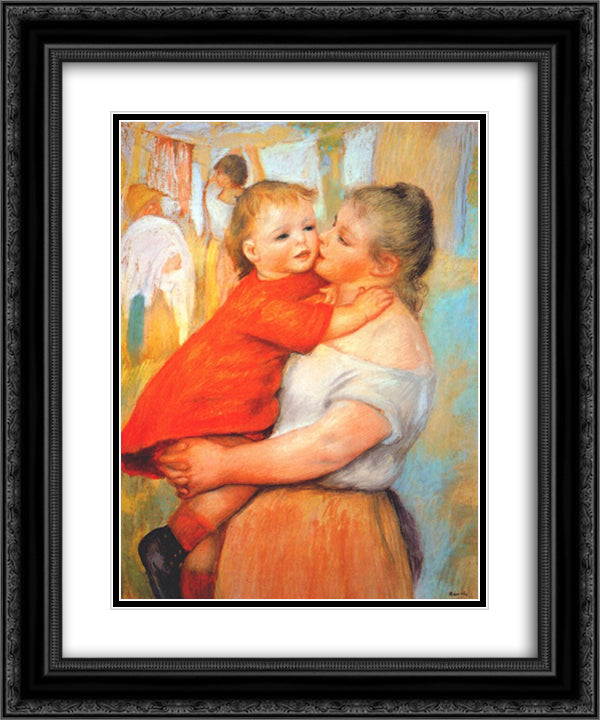 Aline and Pierre 20x24 Black Ornate Wood Framed Art Print Poster with Double Matting by Renoir, Pierre Auguste