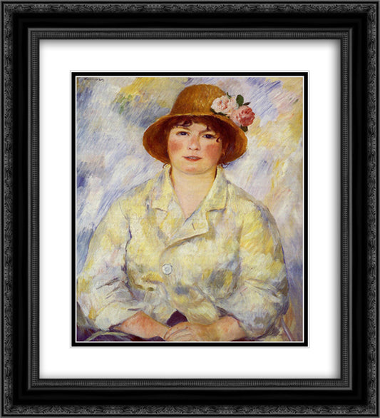 Aline Charigot (future Madame Renoir) 20x22 Black Ornate Wood Framed Art Print Poster with Double Matting by Renoir, Pierre Auguste