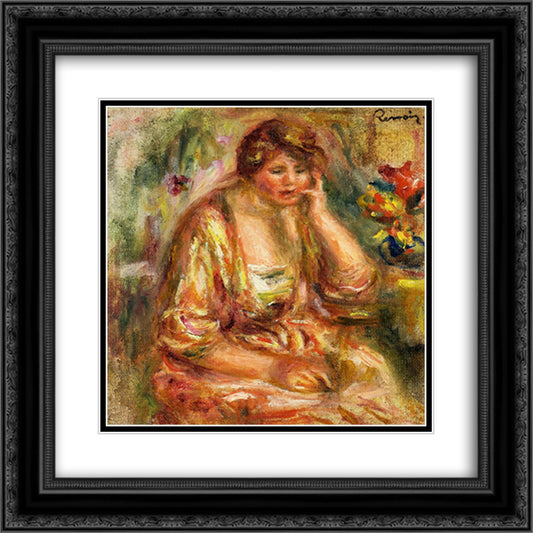 Andree in a Pink Dress 20x20 Black Ornate Wood Framed Art Print Poster with Double Matting by Renoir, Pierre Auguste