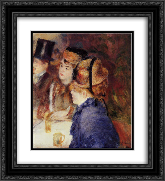 At the Cafe 20x22 Black Ornate Wood Framed Art Print Poster with Double Matting by Renoir, Pierre Auguste