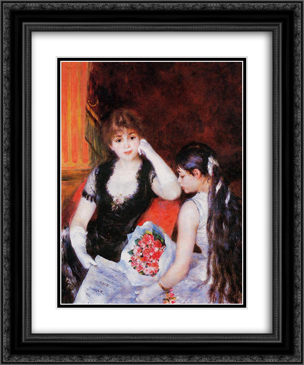 At the Concert (Box at the Opera) 20x24 Black Ornate Wood Framed Art Print Poster with Double Matting by Renoir, Pierre Auguste