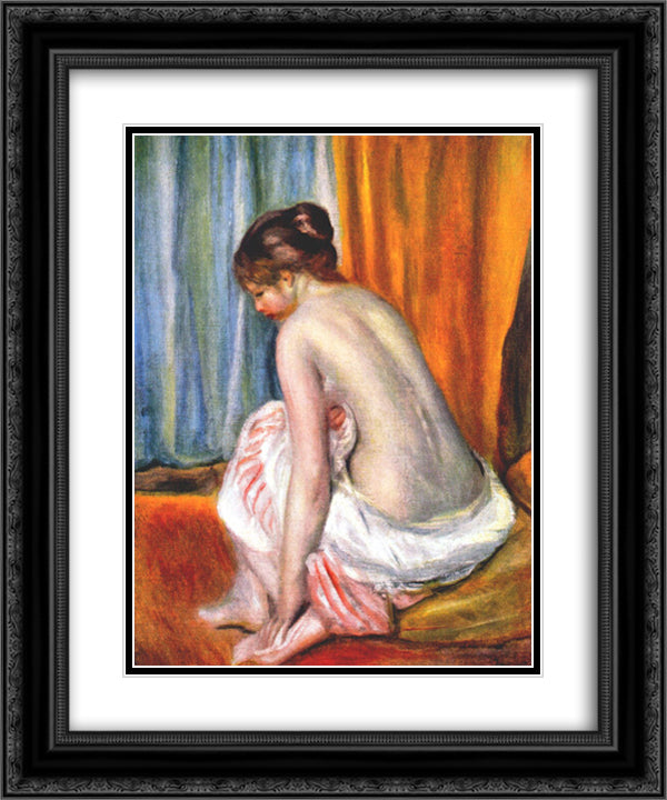 Back view of a bather 20x24 Black Ornate Wood Framed Art Print Poster with Double Matting by Renoir, Pierre Auguste