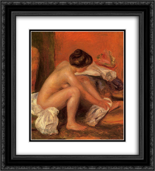 Bather Drying Her Feet 20x22 Black Ornate Wood Framed Art Print Poster with Double Matting by Renoir, Pierre Auguste