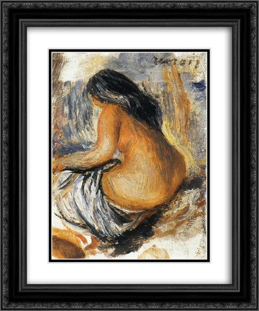 Bather from the Back 20x24 Black Ornate Wood Framed Art Print Poster with Double Matting by Renoir, Pierre Auguste