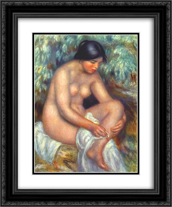 Bather wiping a wound 20x24 Black Ornate Wood Framed Art Print Poster with Double Matting by Renoir, Pierre Auguste