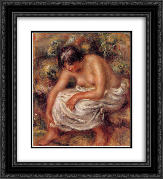 Bathing 20x22 Black Ornate Wood Framed Art Print Poster with Double Matting by Renoir, Pierre Auguste