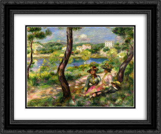 Beaulieu 24x20 Black Ornate Wood Framed Art Print Poster with Double Matting by Renoir, Pierre Auguste