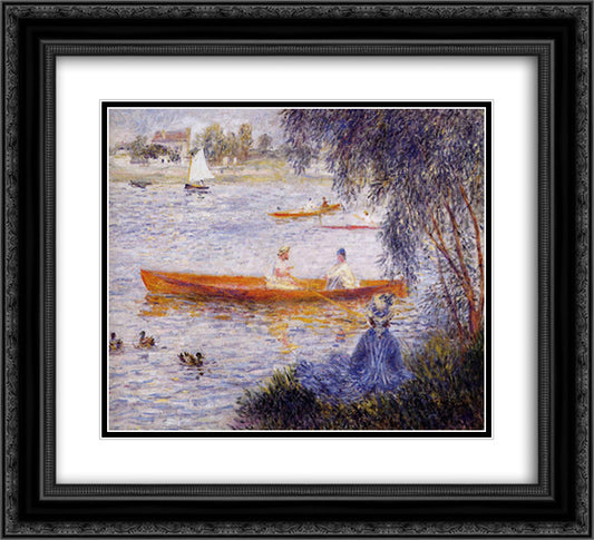 Boating at Argenteuil 22x20 Black Ornate Wood Framed Art Print Poster with Double Matting by Renoir, Pierre Auguste