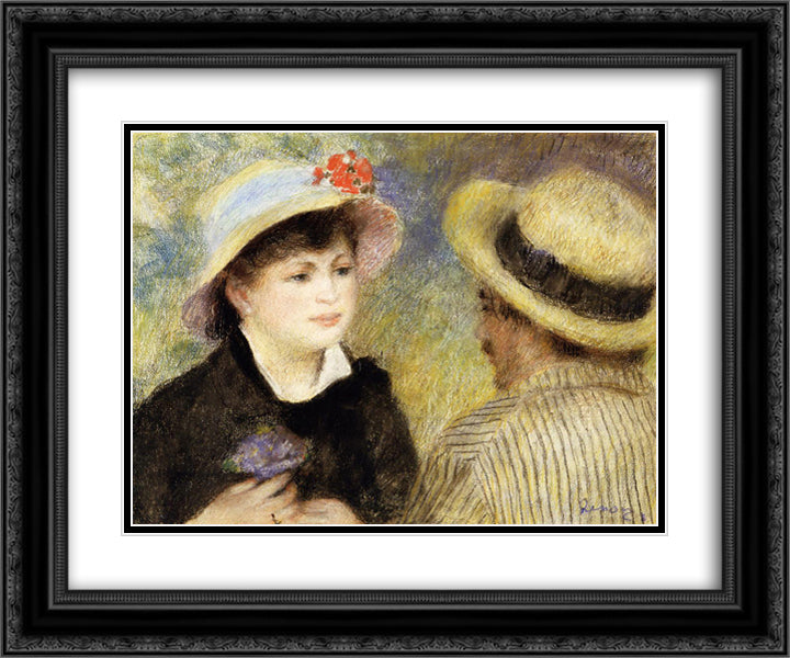 Boating Couple (Aline Charigot and Renoir) 24x20 Black Ornate Wood Framed Art Print Poster with Double Matting by Renoir, Pierre Auguste