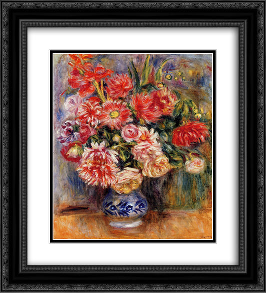 Bouquet 20x22 Black Ornate Wood Framed Art Print Poster with Double Matting by Renoir, Pierre Auguste