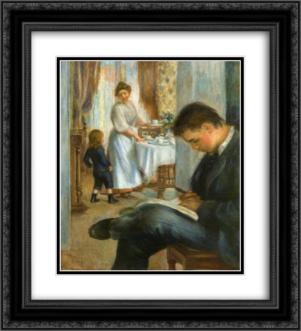 Breakfast at Berneval 20x22 Black Ornate Wood Framed Art Print Poster with Double Matting by Renoir, Pierre Auguste