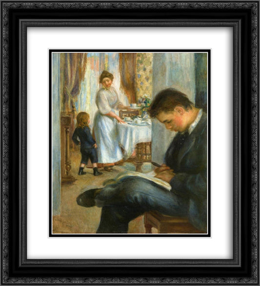 Breakfast at Berneval 20x22 Black Ornate Wood Framed Art Print Poster with Double Matting by Renoir, Pierre Auguste