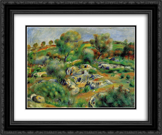 Breton Landscape 24x20 Black Ornate Wood Framed Art Print Poster with Double Matting by Renoir, Pierre Auguste