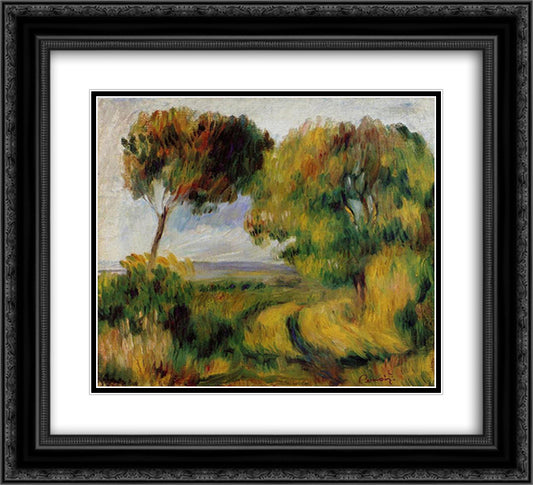 Breton Landscape Trees and Moor 22x20 Black Ornate Wood Framed Art Print Poster with Double Matting by Renoir, Pierre Auguste