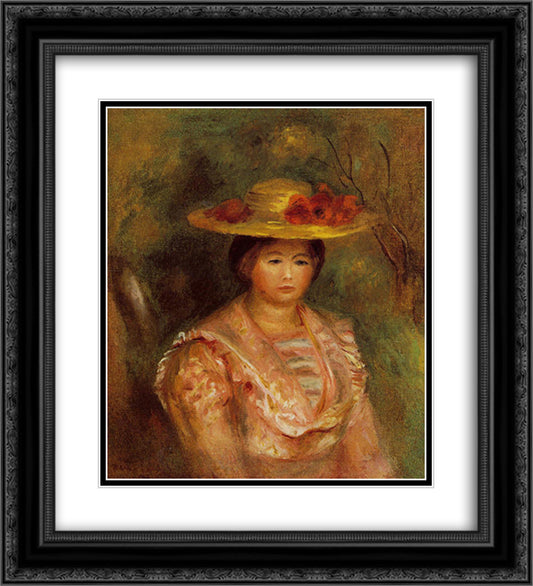 Bust of a Woman (Gabrielle) 20x22 Black Ornate Wood Framed Art Print Poster with Double Matting by Renoir, Pierre Auguste