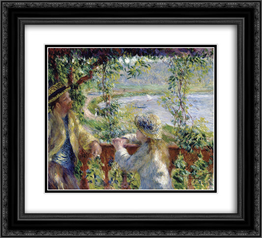 By the Water (Near the Lake) 22x20 Black Ornate Wood Framed Art Print Poster with Double Matting by Renoir, Pierre Auguste