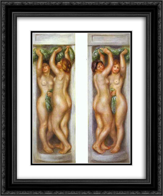 Caryatides 20x24 Black Ornate Wood Framed Art Print Poster with Double Matting by Renoir, Pierre Auguste