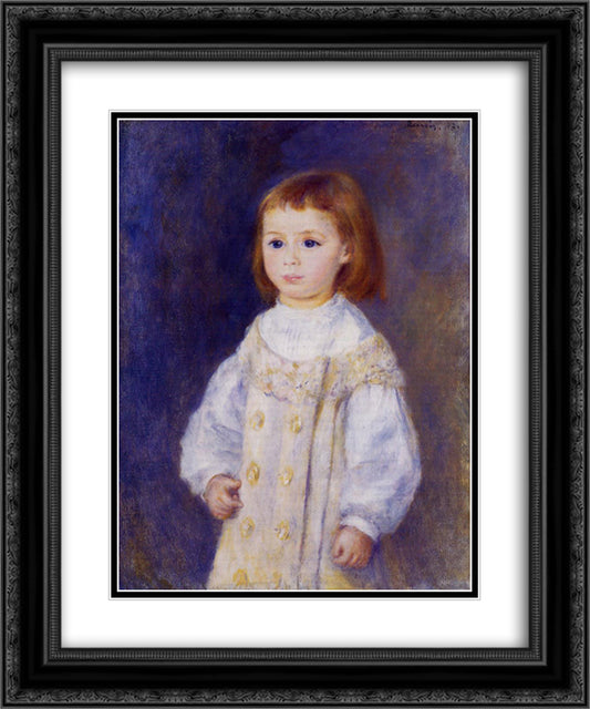 Child in a White Dress (Lucie Berard) 20x24 Black Ornate Wood Framed Art Print Poster with Double Matting by Renoir, Pierre Auguste