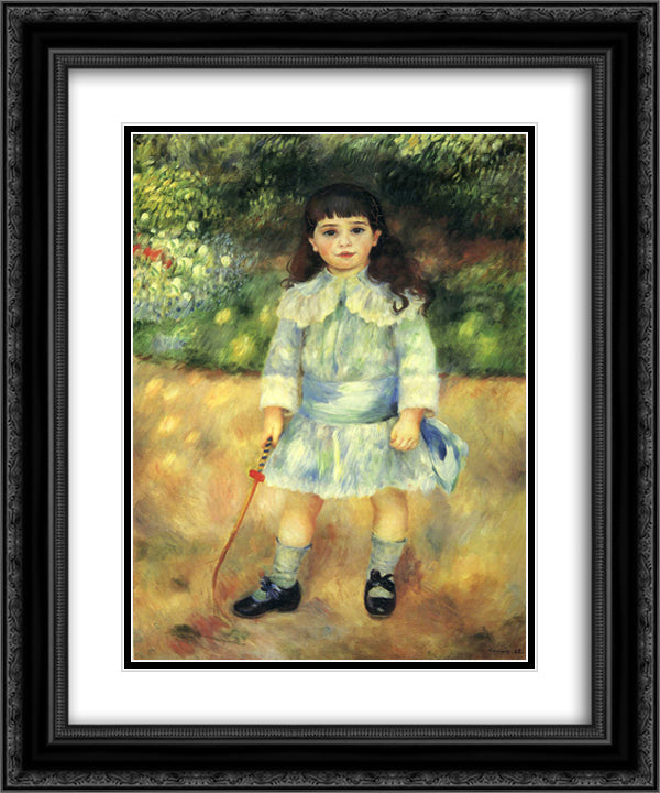 Child with a Whip 20x24 Black Ornate Wood Framed Art Print Poster with Double Matting by Renoir, Pierre Auguste