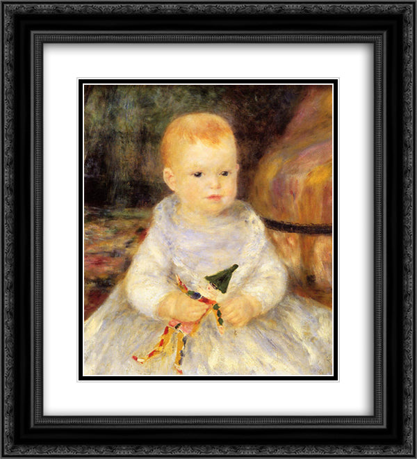 Child with Punch Doll 20x22 Black Ornate Wood Framed Art Print Poster with Double Matting by Renoir, Pierre Auguste