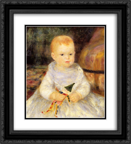 Child with Punch Doll 20x22 Black Ornate Wood Framed Art Print Poster with Double Matting by Renoir, Pierre Auguste