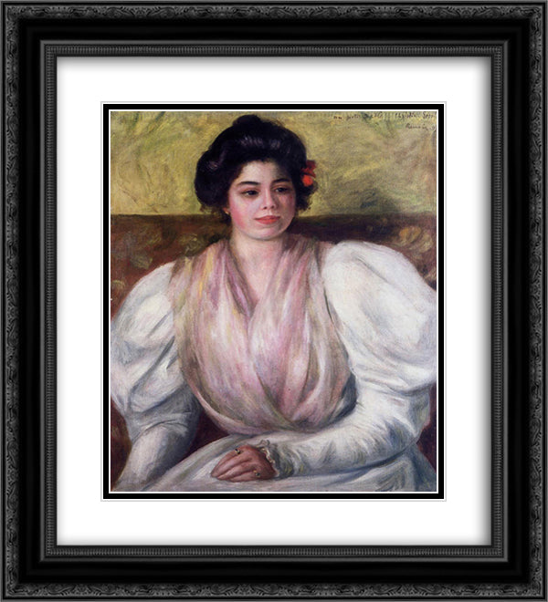 Christine Lerolle 20x22 Black Ornate Wood Framed Art Print Poster with Double Matting by Renoir, Pierre Auguste