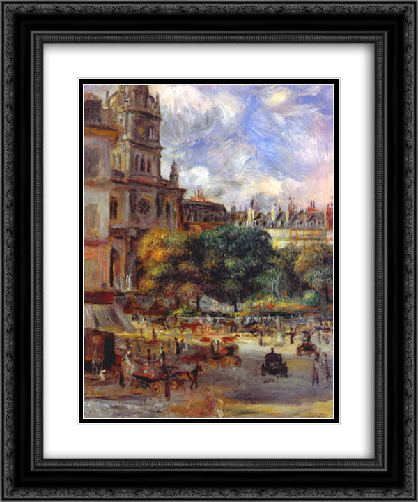 Church of the Holy Trinity in Paris 20x24 Black Ornate Wood Framed Art Print Poster with Double Matting by Renoir, Pierre Auguste