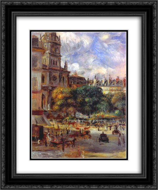 Church of the Holy Trinity in Paris 20x24 Black Ornate Wood Framed Art Print Poster with Double Matting by Renoir, Pierre Auguste