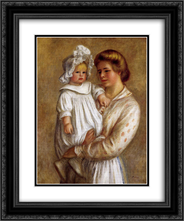 Claude and Renee (Claude) 20x24 Black Ornate Wood Framed Art Print Poster with Double Matting by Renoir, Pierre Auguste