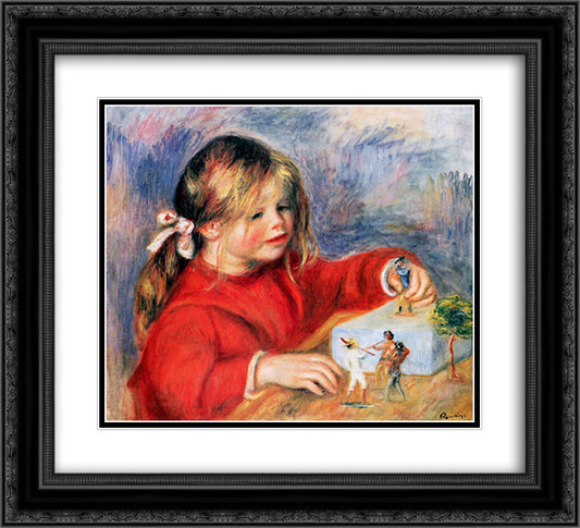 Claude Renoir at play Sun 22x20 Black Ornate Wood Framed Art Print Poster with Double Matting by Renoir, Pierre Auguste